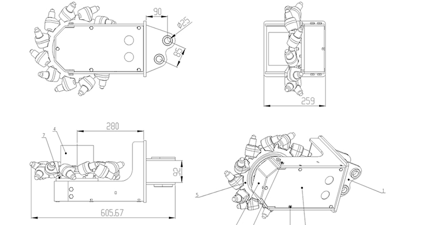 Milling and digging machine (milling and digging head) Structural diagram