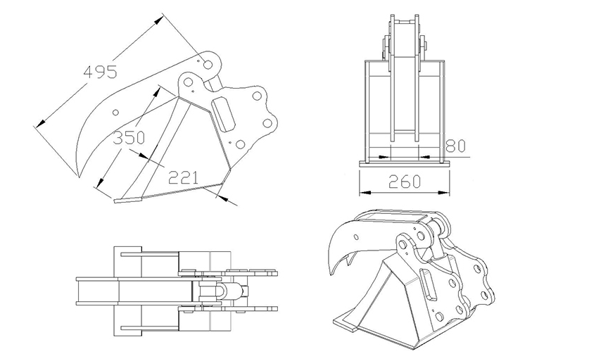 Structural diagram of hydraulic thumb clamp