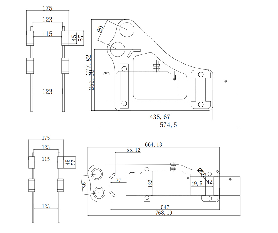 Structural diagram of crushing hammer