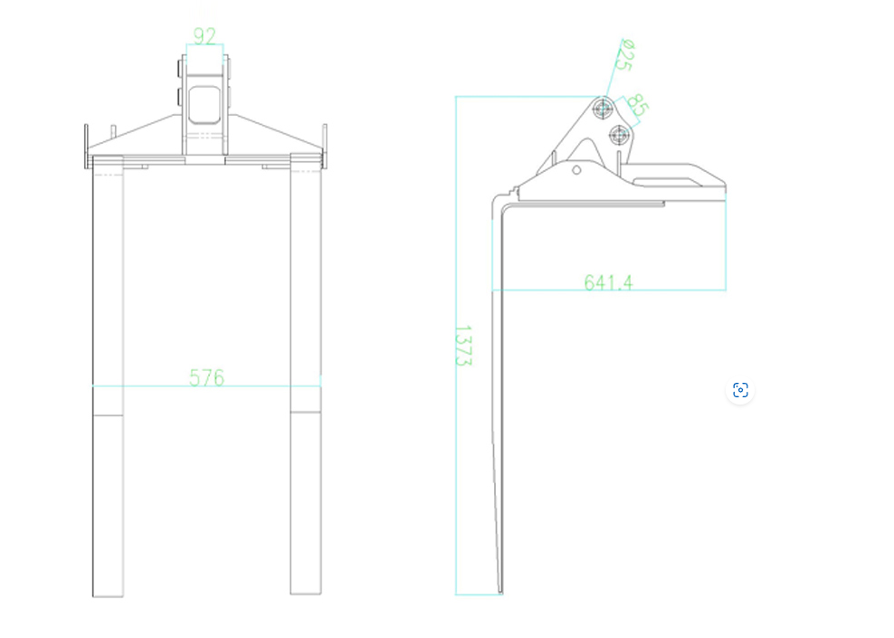 Structure diagram of small excavator fork