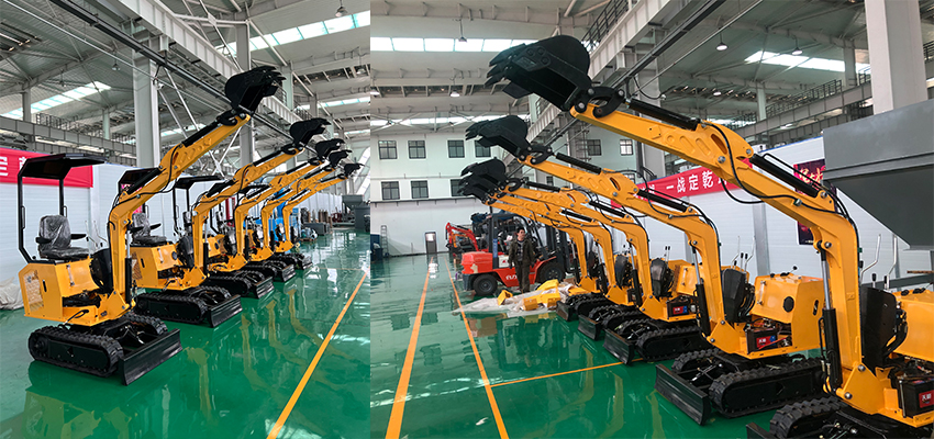 A batch of MY10 small excavators ordered by the customer are waiting for testing