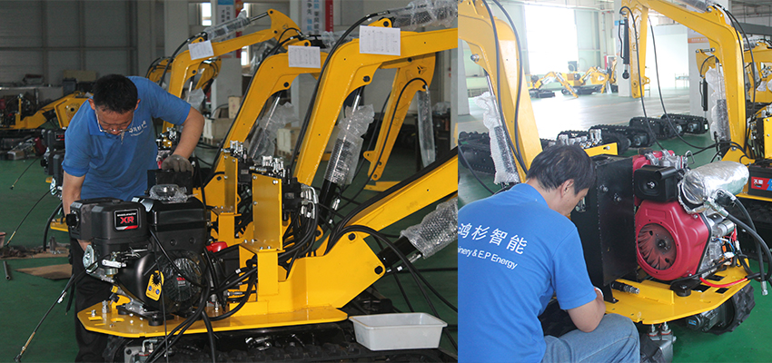 E. P worker is installing a small excavator