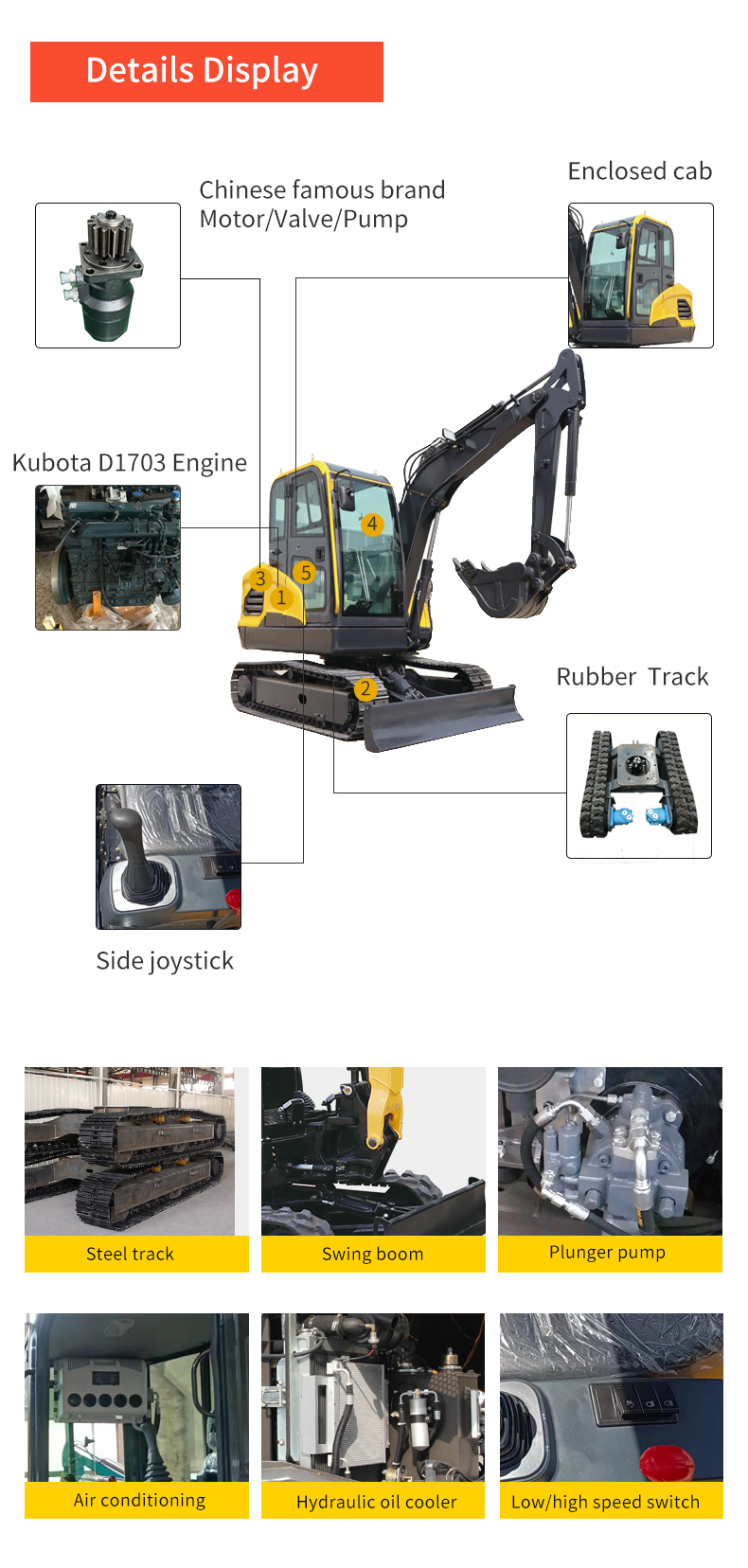 chinese 4ton mini excavator small digger with cabin