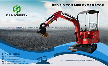 Red 1.0 ton mini excavator is packed and sent out